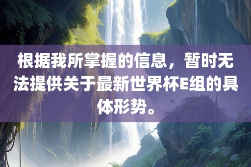 根据我所掌握的信息，暂时无法提供关于最新世界杯E组的具体形势。洪湖市顺升工程机械租赁有限公司