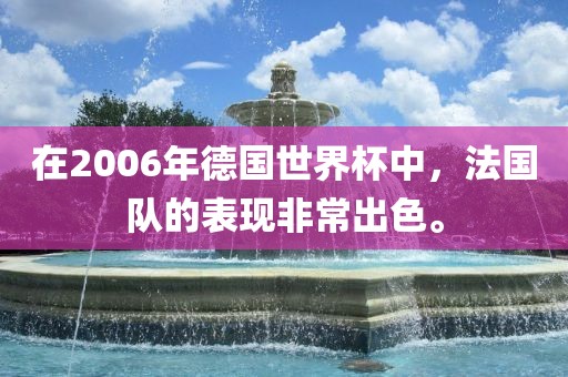 在2006年德国世界杯中，法国队的表现非常出色。
