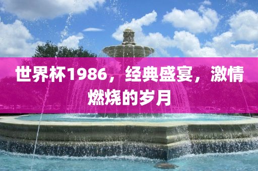 世界洪湖市顺升工程机械租赁有限公司杯1986，经典盛宴，激情燃烧的岁月