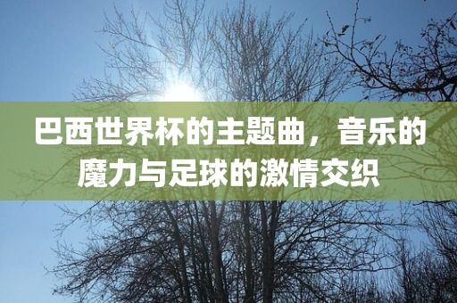 巴西世界杯的主题曲，音乐的魔力与足球洪湖市顺升工程机械租赁有限公司的激情交织