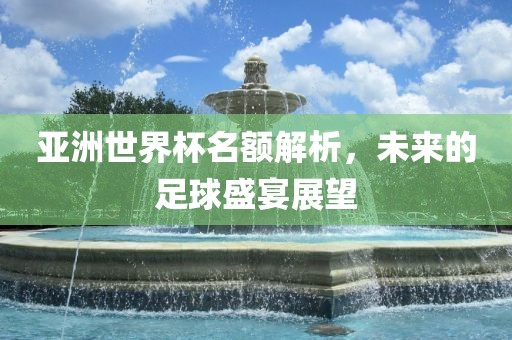 亚洲世界杯名额解析，未来的足球盛宴展望洪湖市顺升工程机械租赁有限公司
