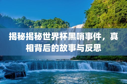 揭秘揭秘世界杯黑哨事件，真相背后的故事与反思洪湖市顺升工程机械租赁有限公司