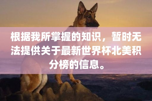 根据我所掌握的知识，暂时无法提供关于最新世界杯北美积分榜的信息。洪湖市顺升工程机械租赁有限公司