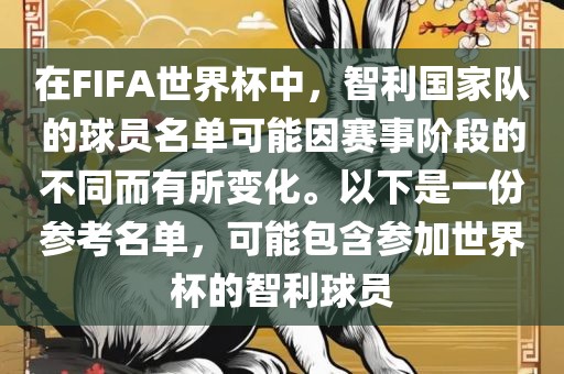 在FIFA世界杯中，智利国家队的球员名洪湖市顺升工程机械租赁有限公司单可能因赛事阶段的不同而有所变化。以下是一份参考名单，可能包含参加世界杯的智利球员