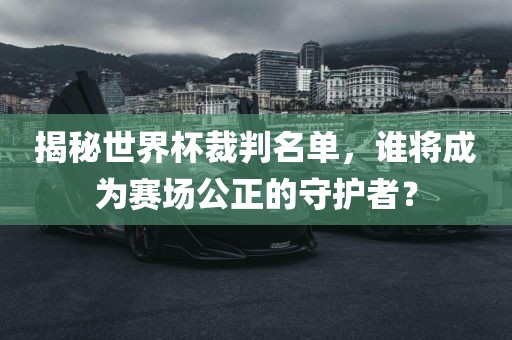 揭秘世界杯裁判名单，谁将成为赛场公正的守护者？洪湖市顺升工程机械租赁有限公司