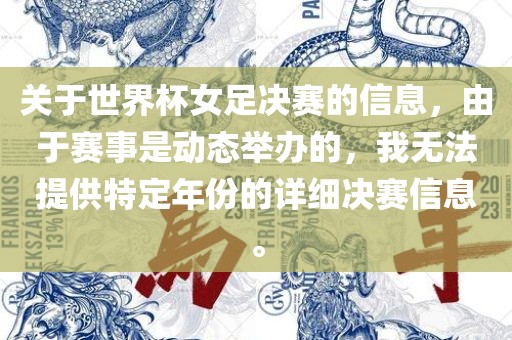 关于世界杯女足决赛的信息，由于赛事是动态举办的，我无法提供特定年份的详细决赛信息。洪湖市顺升工程机械租赁有限公司