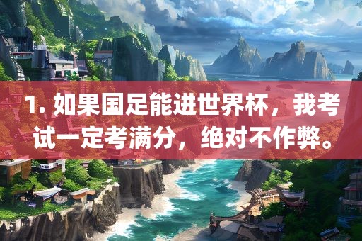 1. 如果国足能进世界杯，洪湖市顺升工程机械租赁有限公司我考试一定考满分，绝对不作弊。