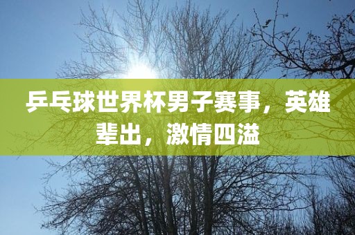 乒乓球世界杯男子赛事，英雄辈出，激情四溢