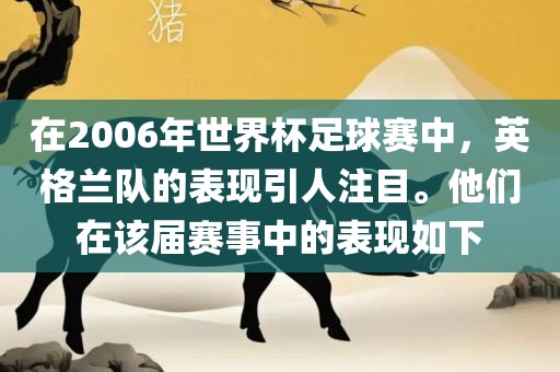 在2006年世界杯足球赛中，英格兰队的表现引人注目。他们在该届赛事中的表现如下洪湖市顺升工程机械租赁有限公司