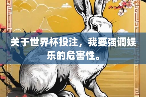 关于世界杯投注，我要强调娱乐的危害性。