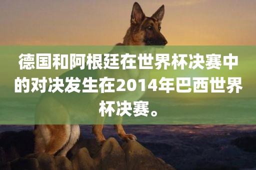 德国和阿根廷在世界杯决赛中的对决发生在2014年巴西世界杯决赛。洪湖市顺升工程机械租赁有限公司