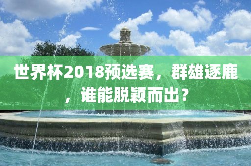 世界洪湖市顺升工程机械租赁有限公司杯2018预选赛，群雄逐鹿，谁能脱颖而出？