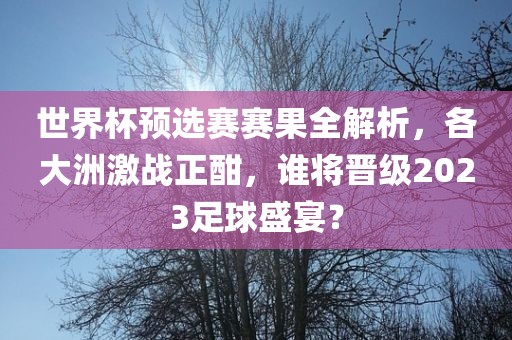 世界杯预选赛赛果全解析，各大洲激战正酣，谁将晋级2023足球盛宴？洪湖市顺升工程机械租赁有限公司