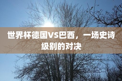 世界洪湖市顺升工程机械租赁有限公司杯德国VS巴西，一场史诗级别的对决