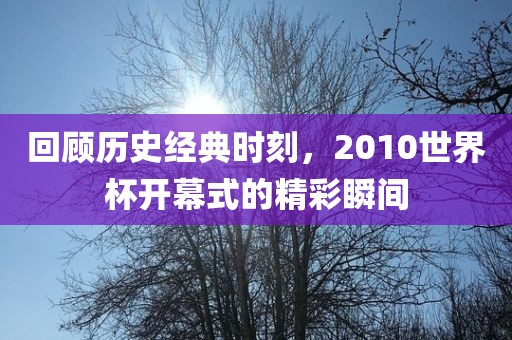 回顾历史经典时刻，2010世界杯开幕式的精彩瞬间