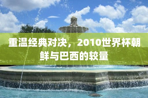 重温经典对决，2010世界杯朝鲜与巴西的较量洪湖市顺升工程机械租赁有限公司