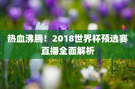 热血沸腾！2018世界杯预选赛直播全面解析