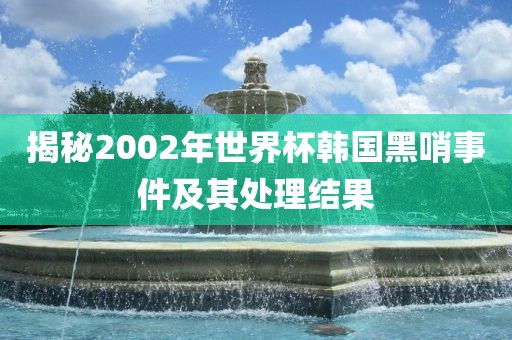 揭秘2002年世界杯韩国黑哨事件及其处理结果洪湖市顺升工程机械租赁有限公司