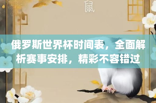 俄罗斯世界杯时间表，全面解析赛事安排，精彩不容错过