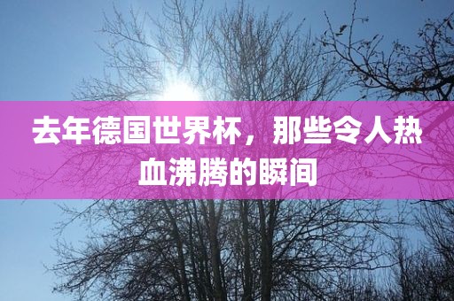 去年德国世界杯，那些令人热血沸腾的瞬间